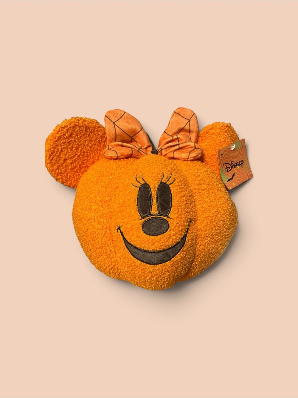 Disney Orange Minnie Pumpkin Plush Pillow with Bow
